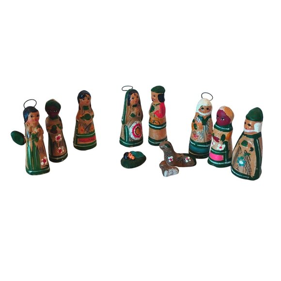 Other - Vtg Tonala Mexico Folk Art Nativity Set Miniature Mexican Clay Pottery 11 Pc
